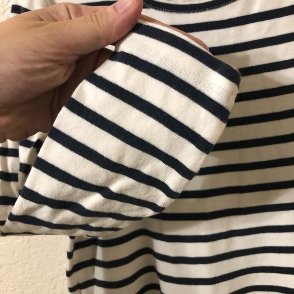 Tea Collection Girls Navy Striped and Yellow Floral Tiered Cotton Dress - Size 8 - Picture 3 of 8